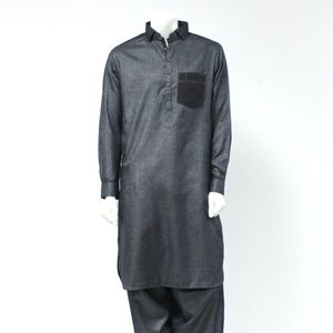 Men's Gray Regular Fit Shalwar Kameez w/ Pants